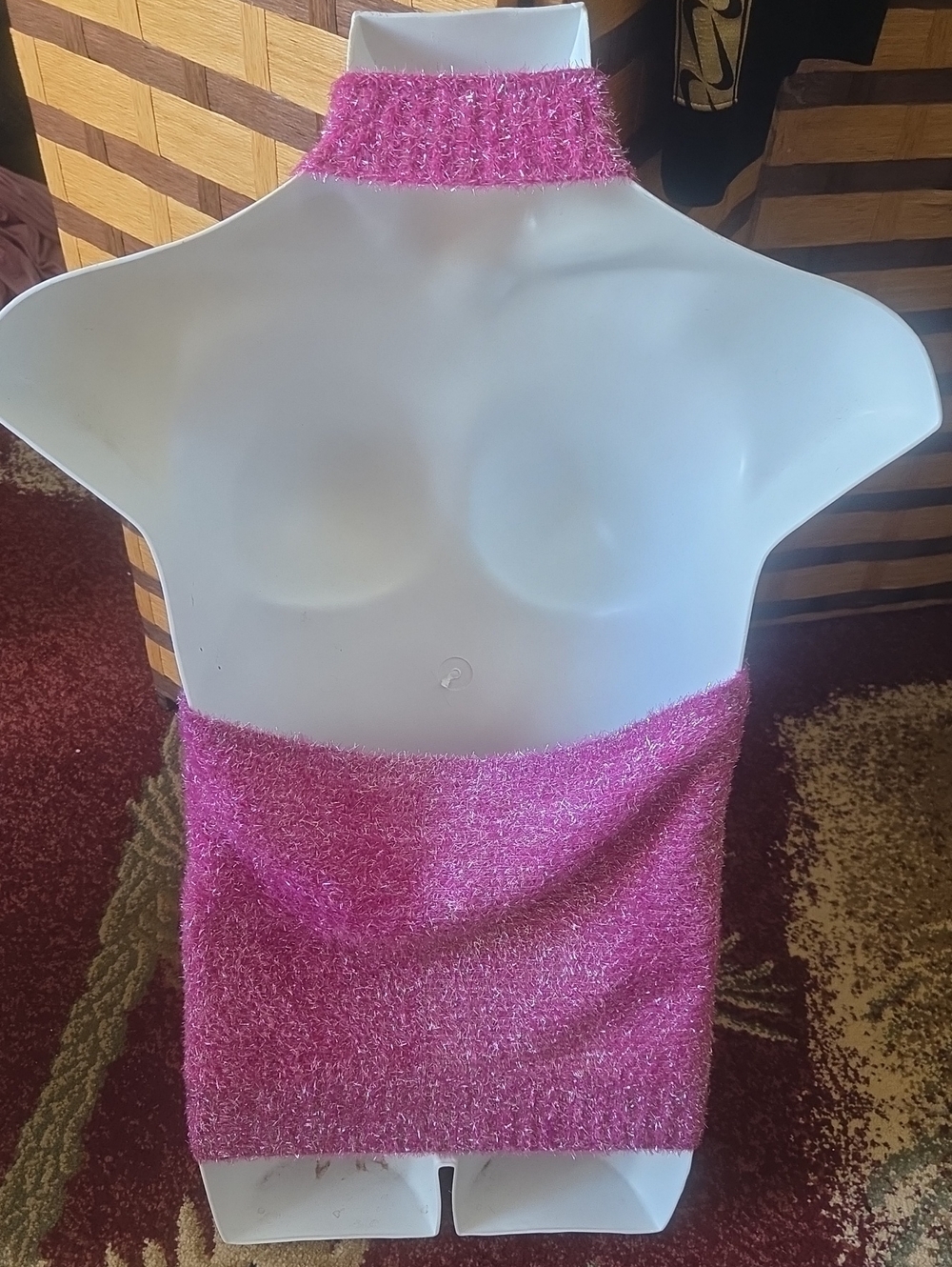 Bar III Sparkle Pink Metallic Knit Halter Top - Picture 4 of 8